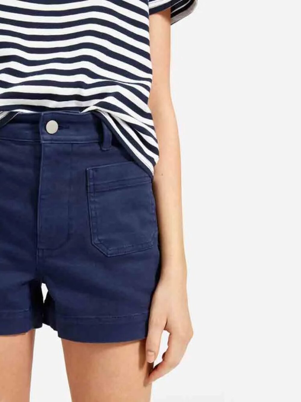 Everlane - Midweight Cotton Twill Patch-Pocket Shorts HR Utility | 0 | Indigo
